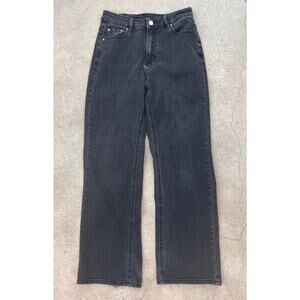 Womens High Rise Baggy Fit Black Wash Denim Jeans - Size 2 - Preowned